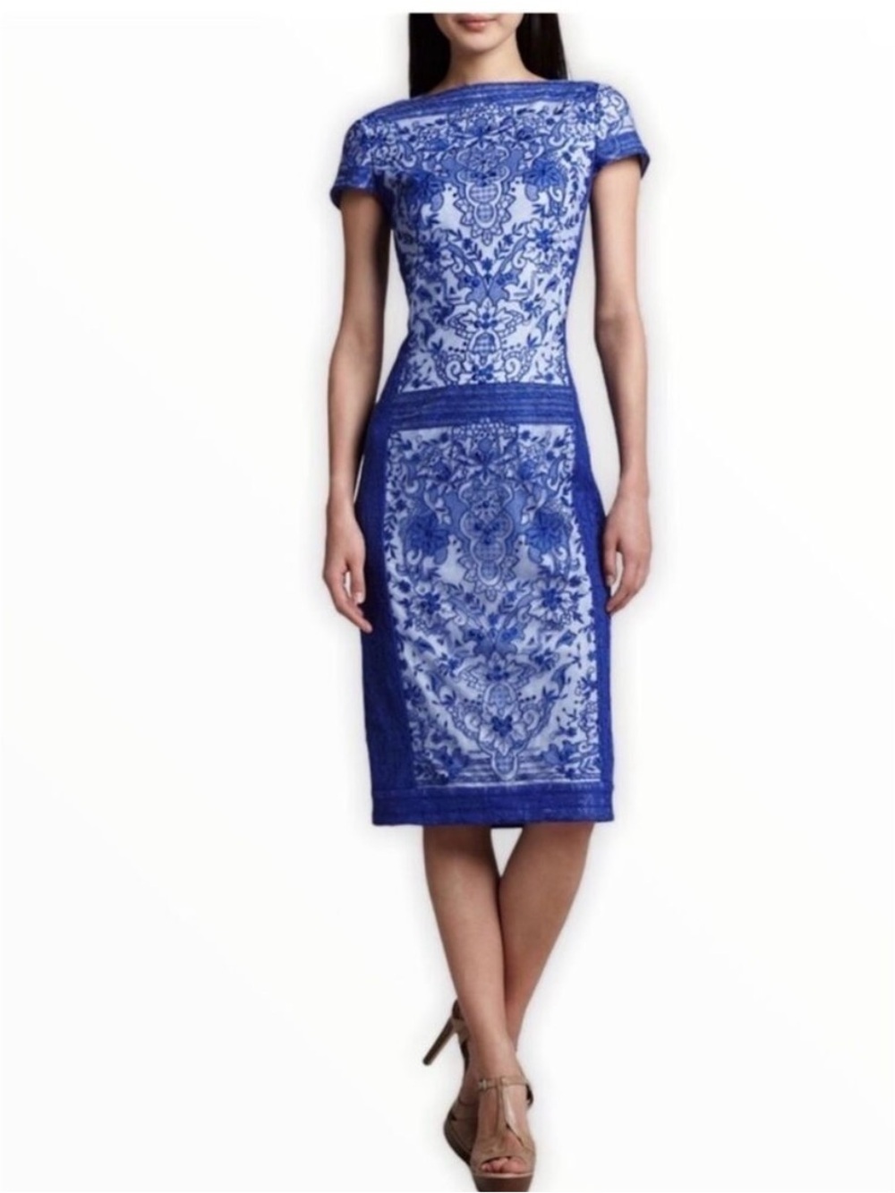 Tadashi Shoji Blue Lace Dress 4